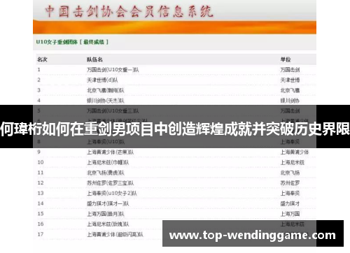 何瑋桁如何在重剑男项目中创造辉煌成就并突破历史界限